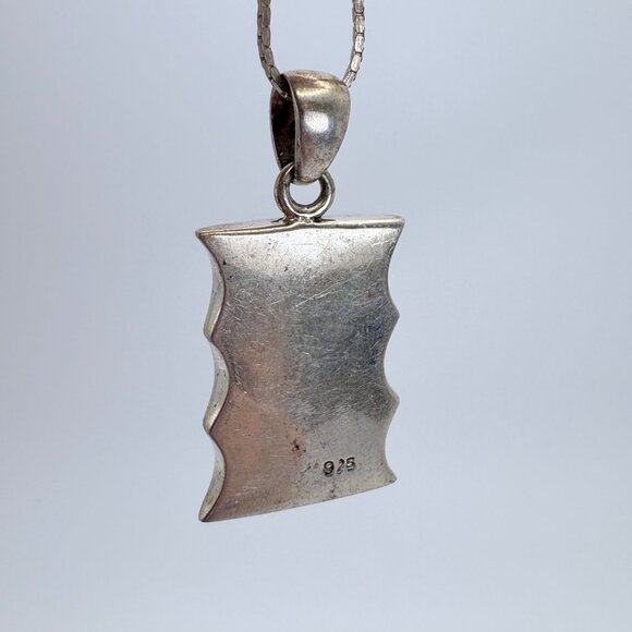 VTG Sterling Silver 925 Pink Mother of Pearl Pendant Necklace Size 29" Length - Picture 8 of 14